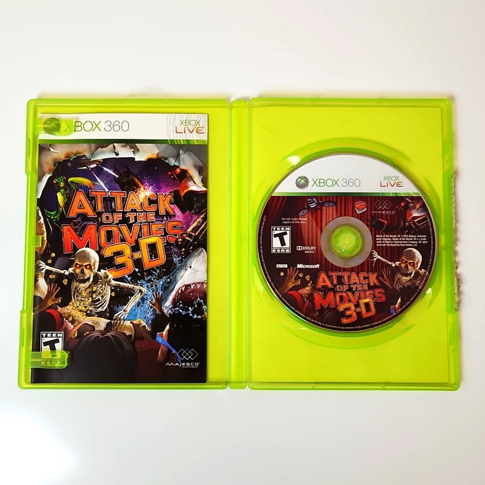 XBOX 360 Game Attack of the Movies 3D Cleaned & Tested *3D Glasses not i…